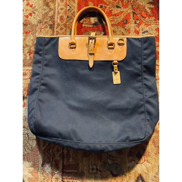 Vintage Dooney &Bourke Canvas/ Leather Tote Bag - Picture 1 of 10
